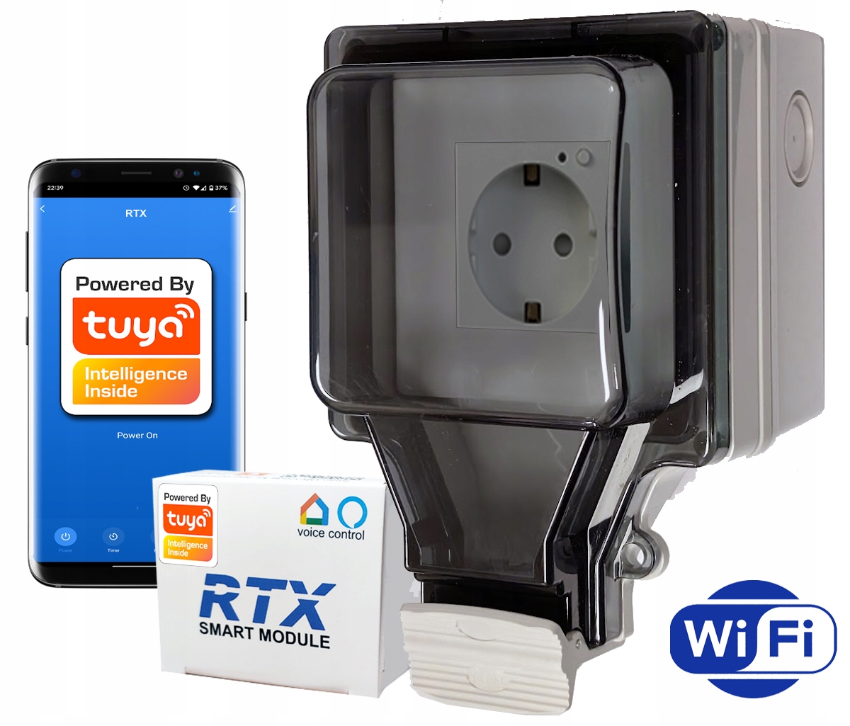 Gniazdko IP67 zewnętrzne natynkowe do ogrodu z pomiarem energii TUYA WiFi – Inteligentne rozwiązanie dla Twojego domu