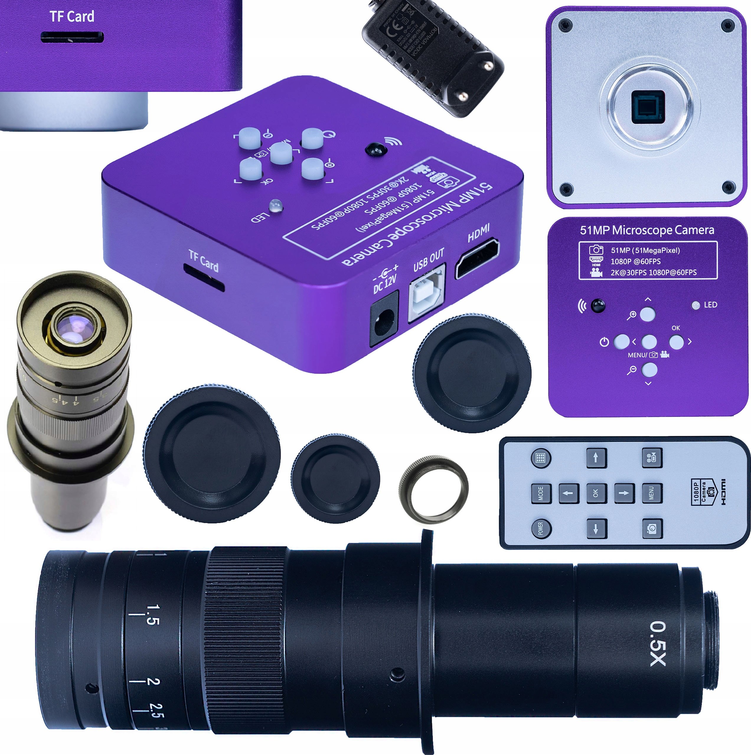 Mikroskop cyfrowy Rosfix MIKROSKOP CYFROWY POWIĘKSZENIE 180X PUPPIS KAMERA PRO HDMI USB SD 51MP 2W1 – Doskonałe narzędzie do precyzyjnych badań