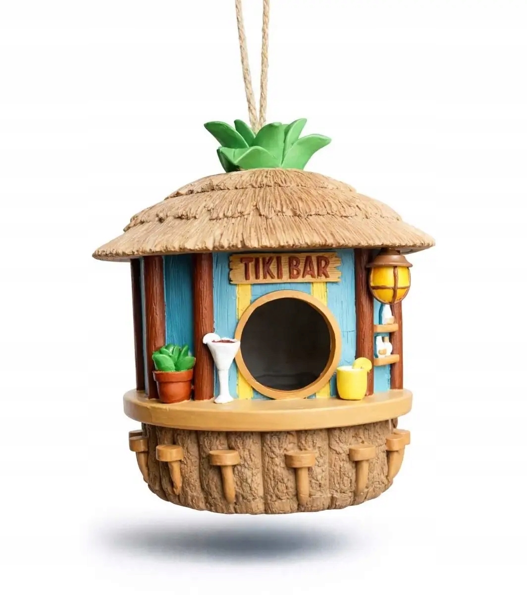 Domek dla Ptaków Tiki Bar – Tropikalna Dekoracja do Ogrodu, Balkonu, Tarasu