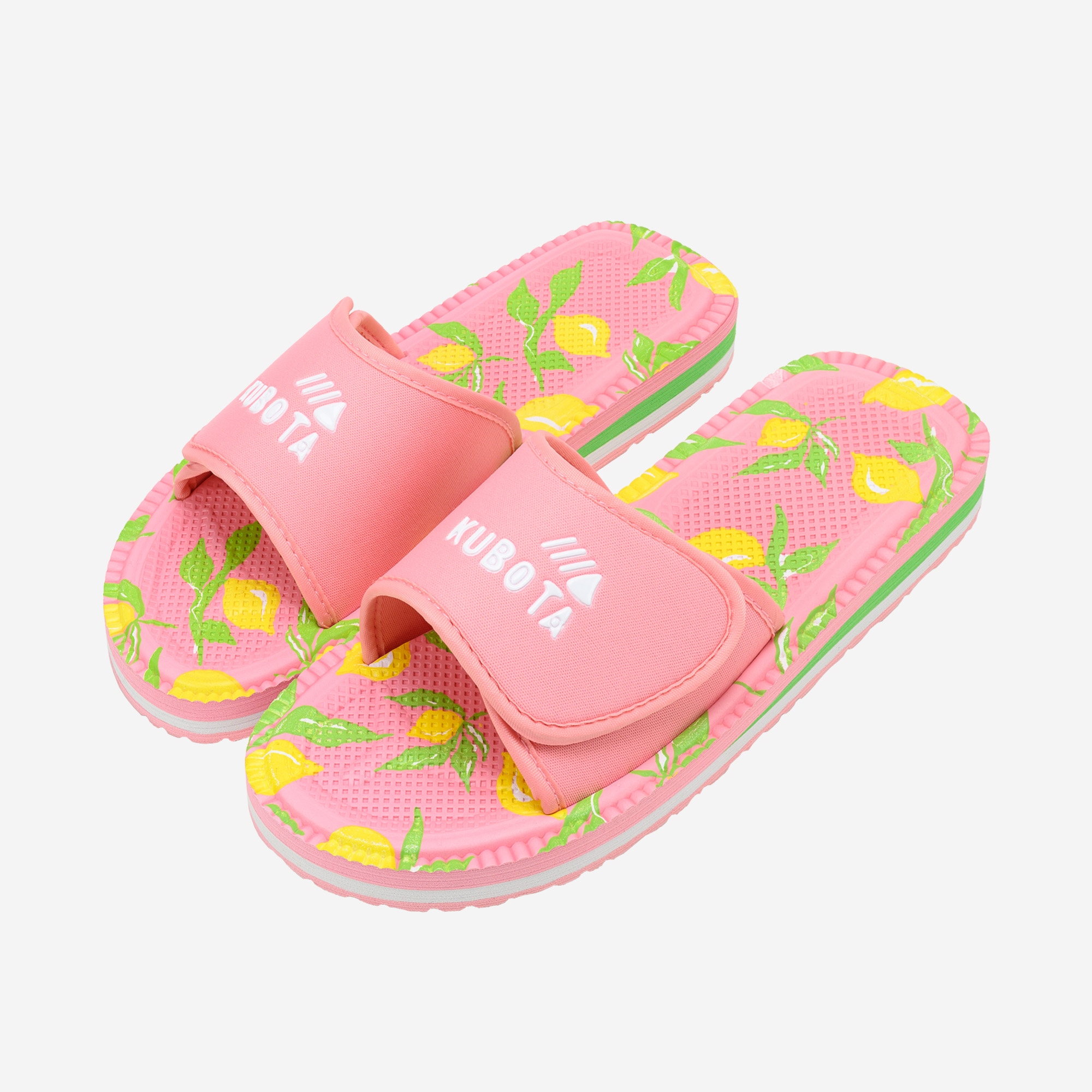Piankowe klapki Kubota – Rzep Rozmiar 39 z Cytrynowym Wzorem