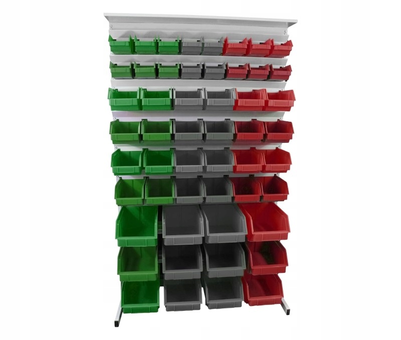 Dwustronna konstrukcja z 104 pojemnikami – Efektywne przechowywanie