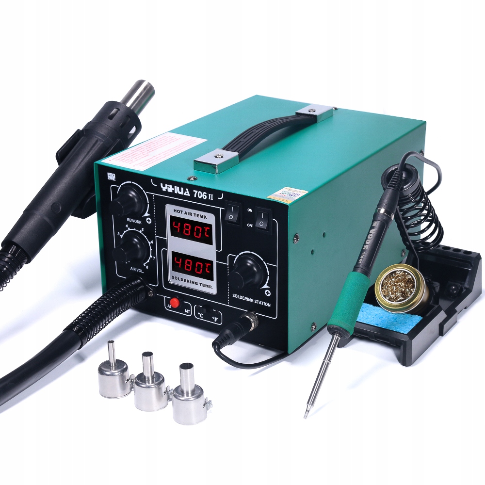 Funkcjonalność 2w1: Hot-Air i lutownica w jednym urządzeniu