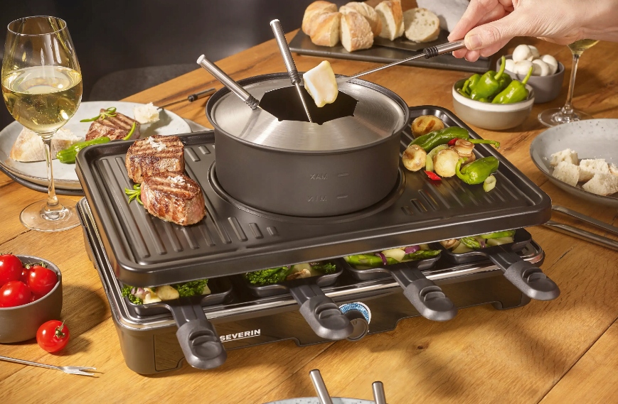 Funkcjonalność 2 w 1: Raclette i fondue w jednym urządzeniu