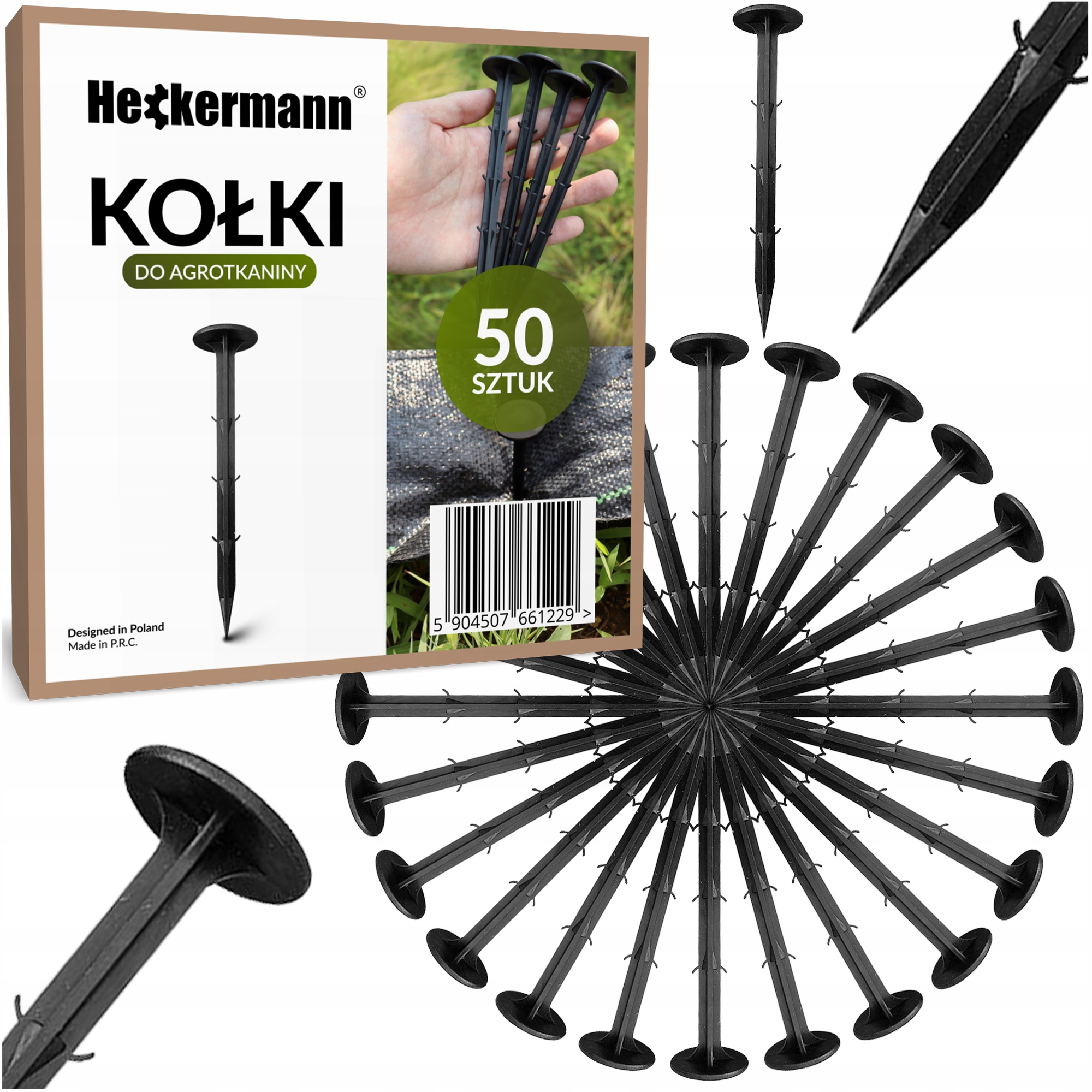 Kołki Szpilki Do Agrotkaniny 16Cm Czarne - Paczka 50 Szt