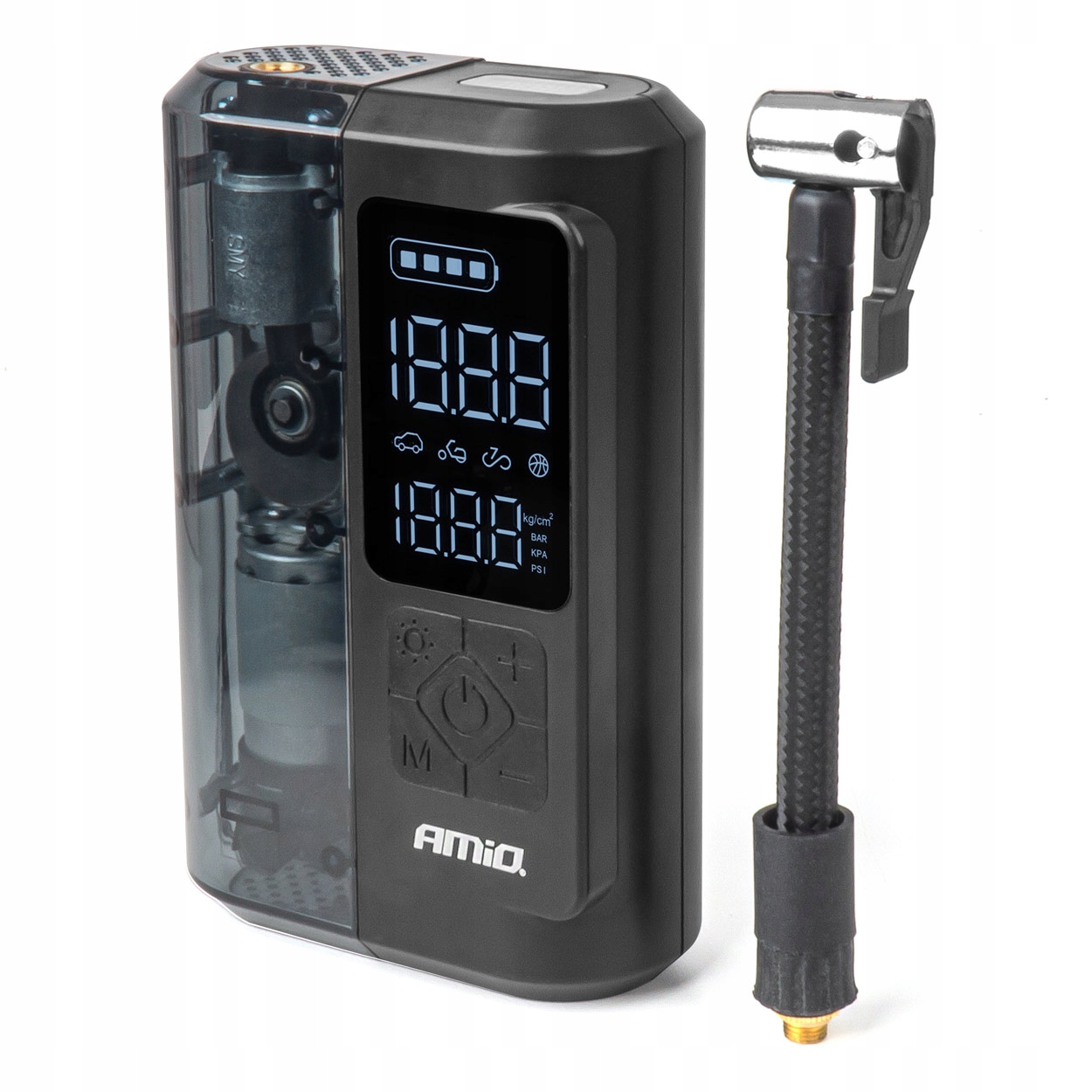 Kompresor samochodowy bezprzewodowy akumulatorowy powerbank LED USB-C 40W AMIO-04378 – Niezbędne urządzenie w każdej podróży