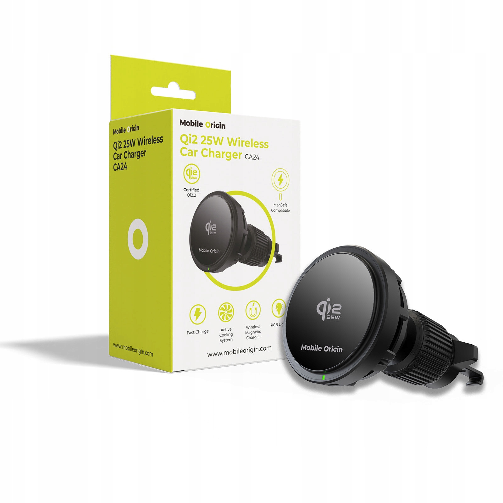 Mobile Origin Qi2 25W Wireless Car Charger CA24 – Beżprzewodowe ładowanie w samochodzie
