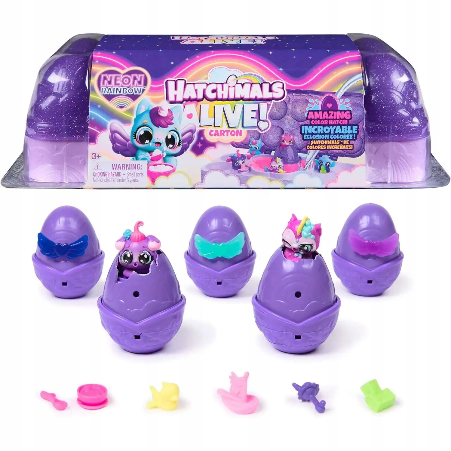 HATCHIMALS Alive playset Neon Rainbow Carton – Magia wykluwania w Twoim domu