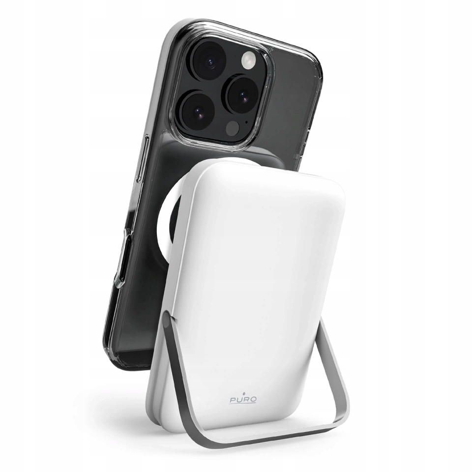 Powerbank bezprzewodowy Puro 10000mAh MagSafe z aluminiową podstawką – idealne rozwiązanie dla Twojego smartfona