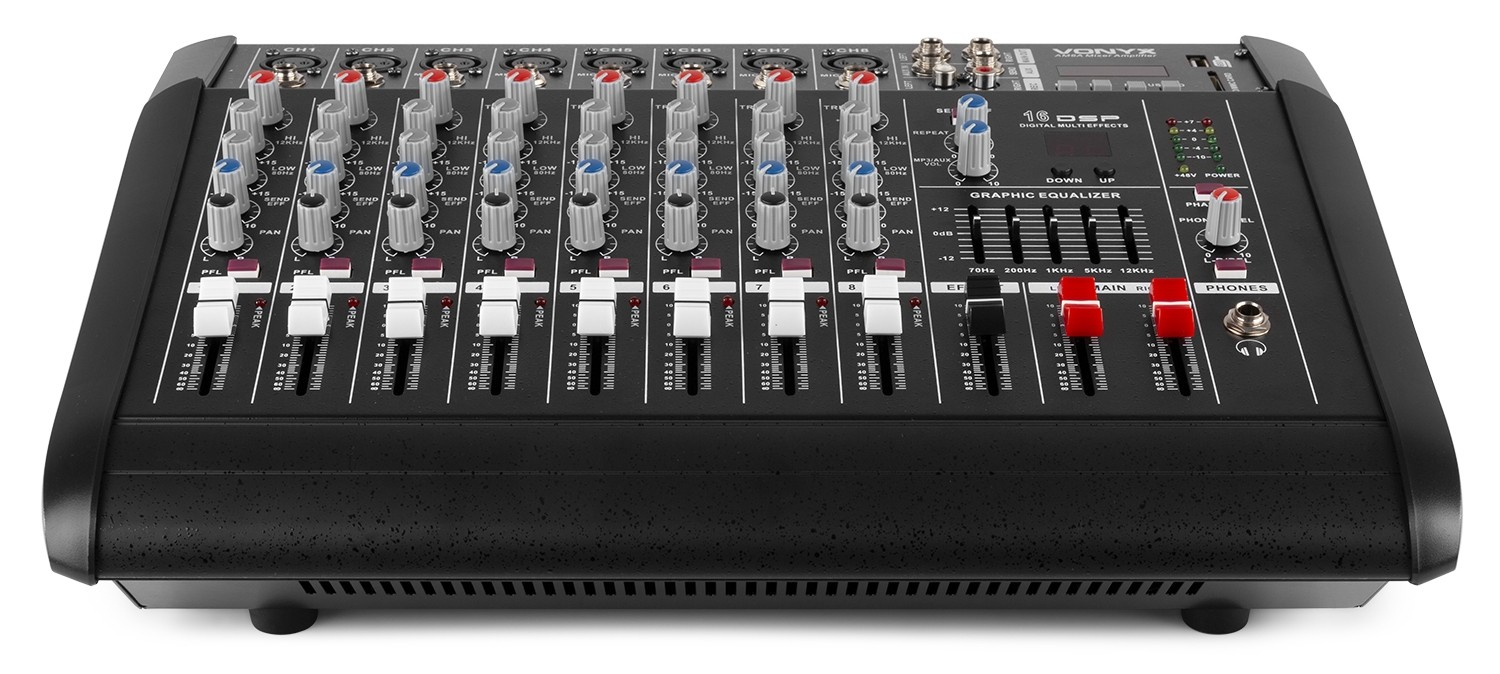 Wzmacniacz 2x 500W i 8 kanałów do występów na żywo