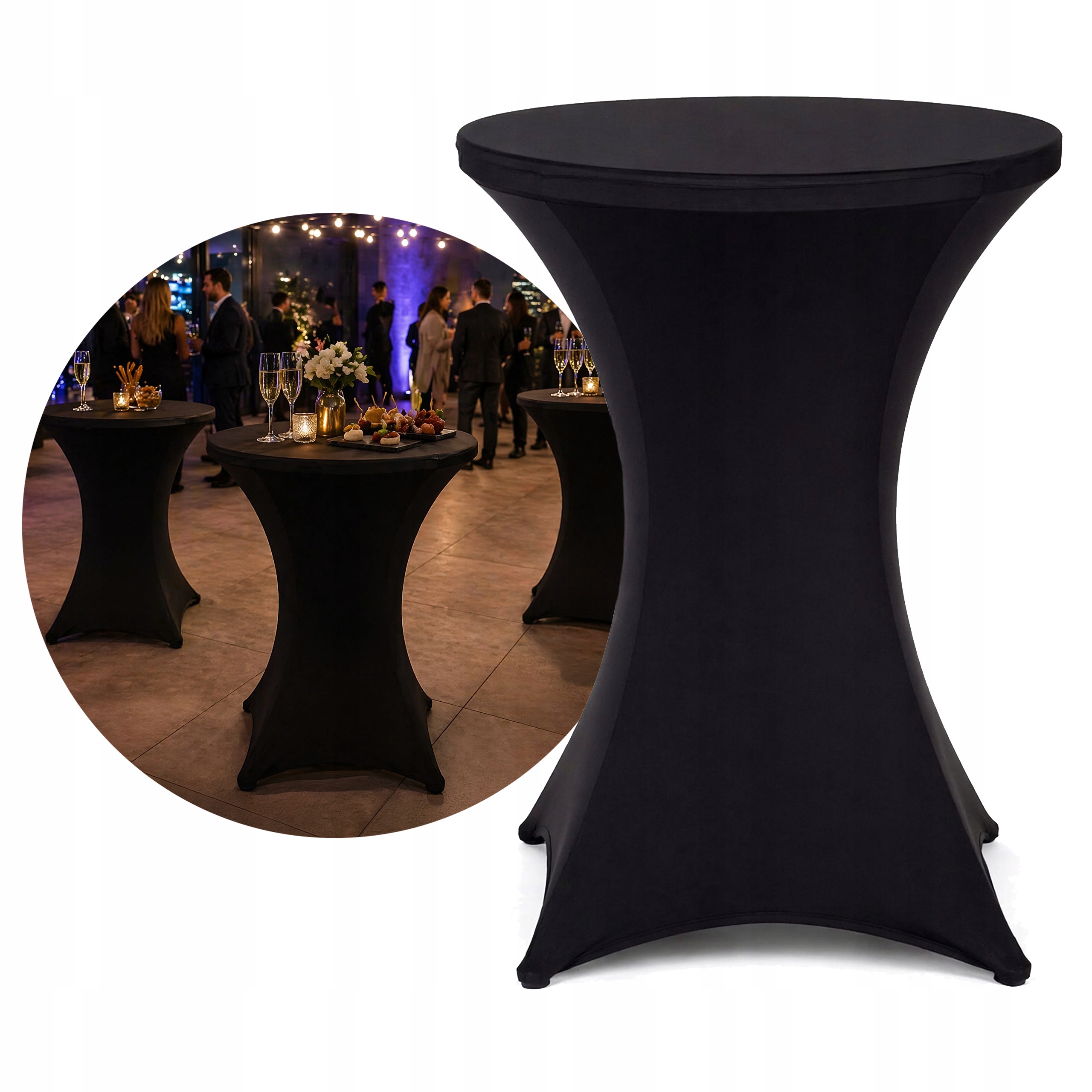 Pokrowiec na stół okrągły 80 cm elastyczny NUFORMA – Elegancja na każdą okazję