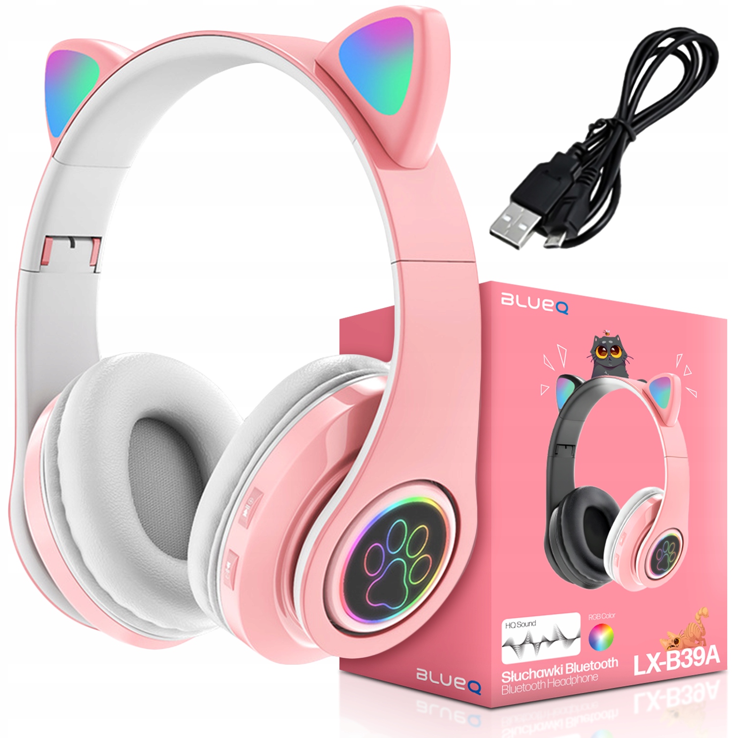 Słuchawki Bezprzewodowe Nauszne Dla Dzieci Kocie Uszy Kotek Bluetooth – Uroczy dźwięk dla najmłodszych