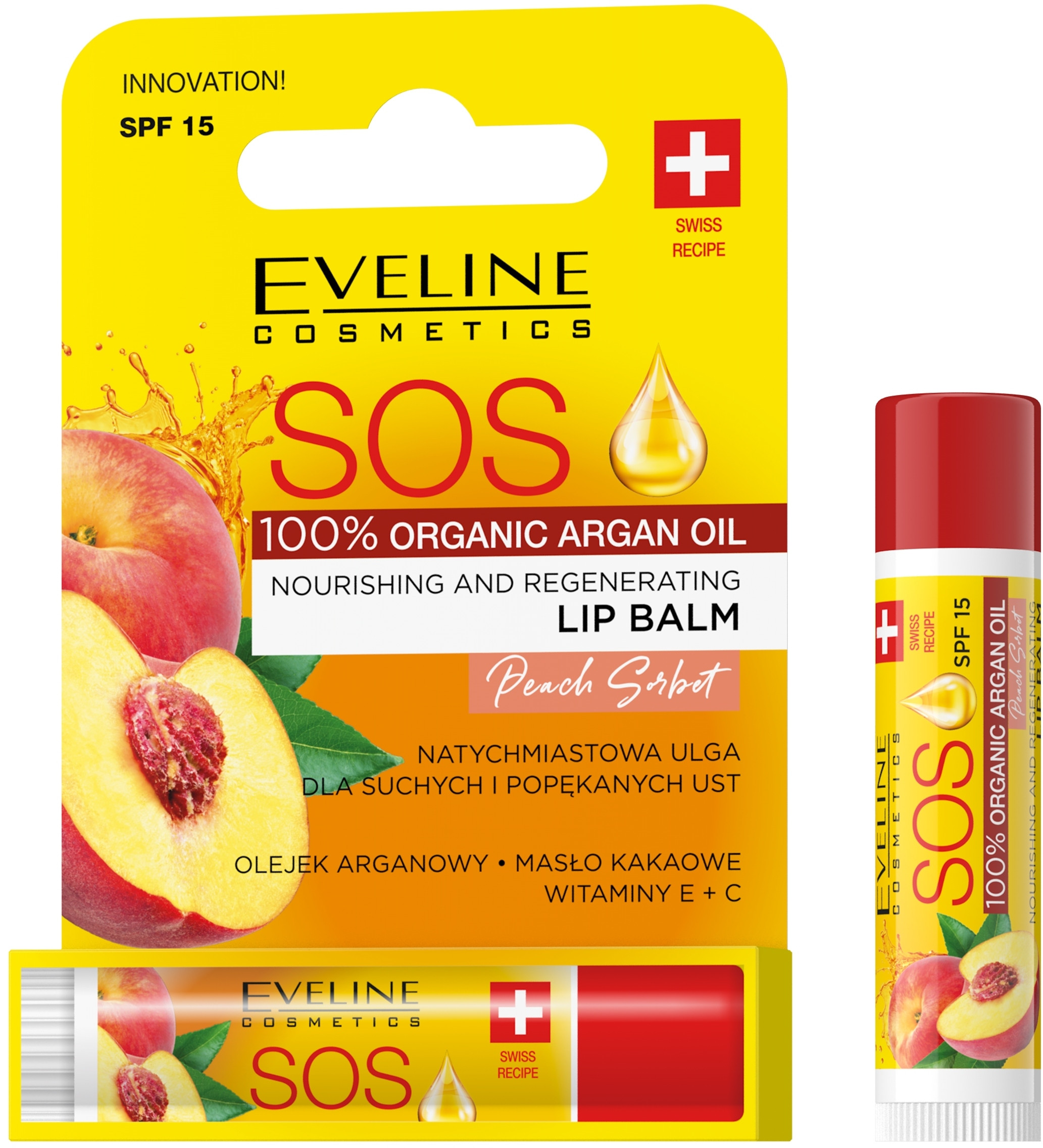 Eveline SOS Pomadka ochronna Peach Sorbet – Intensywna pielęgnacja ust