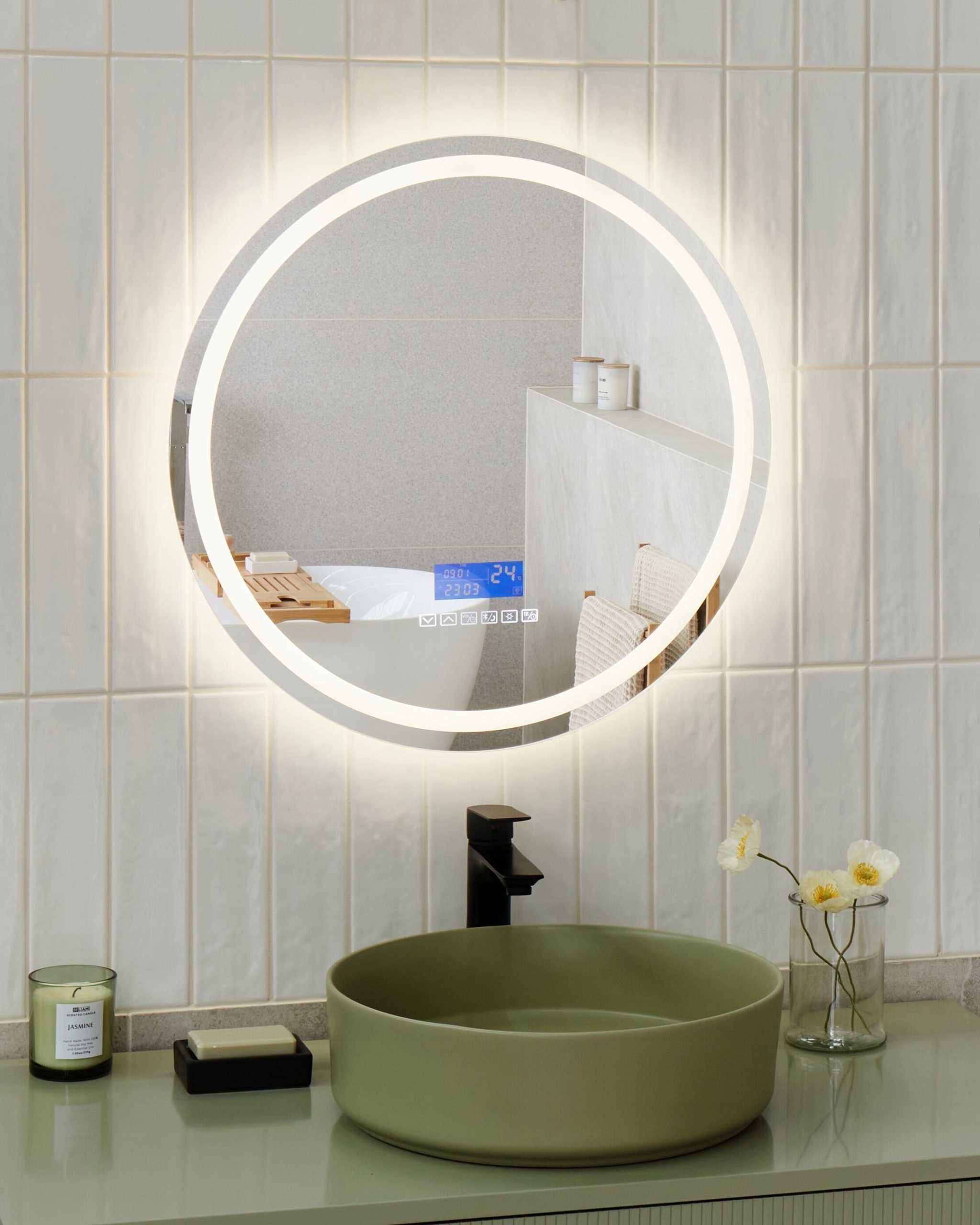 Lustro łazienkowe LED BROGNON 60 cm – Elegancja i nowoczesność w Twojej łazience