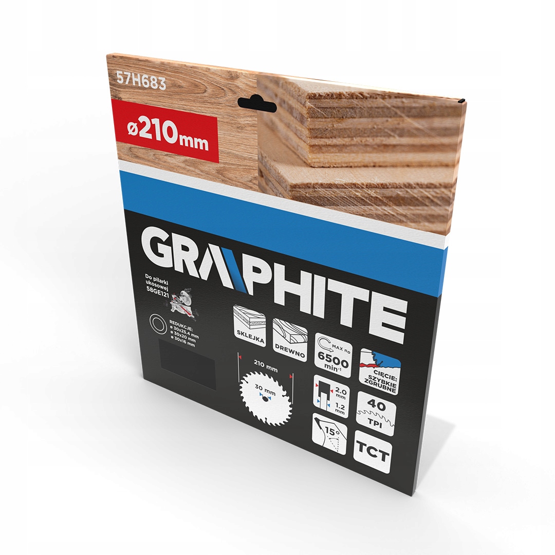 Tarcza do pilarki GRAPHITE 210 x 30 mm – Precyzyjne cięcie drewna i sklejki