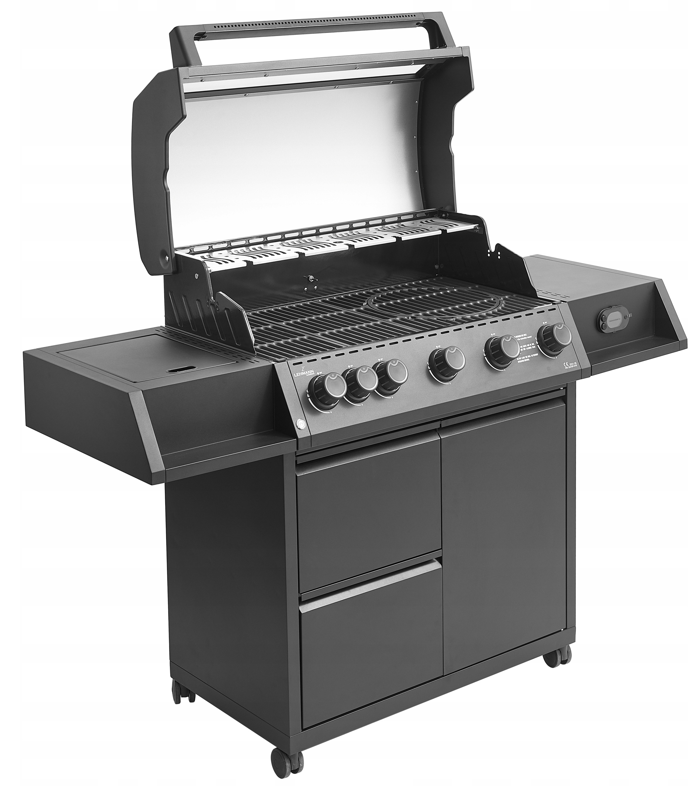 Grill gazowy Ogrodowy ŻELIWNY LEHMANN 5+1 premium 20,5 kW + szafka na butlę Kod producenta GRILL GAZOWY PREMIUM 5+1 KANSAS