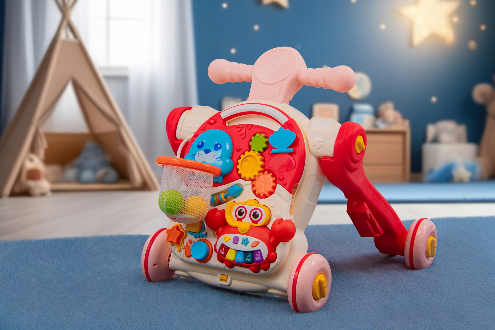 Regulowana Wysokość Rączki i Antypoślizgowe Kółka dla Bezpieczeństwa