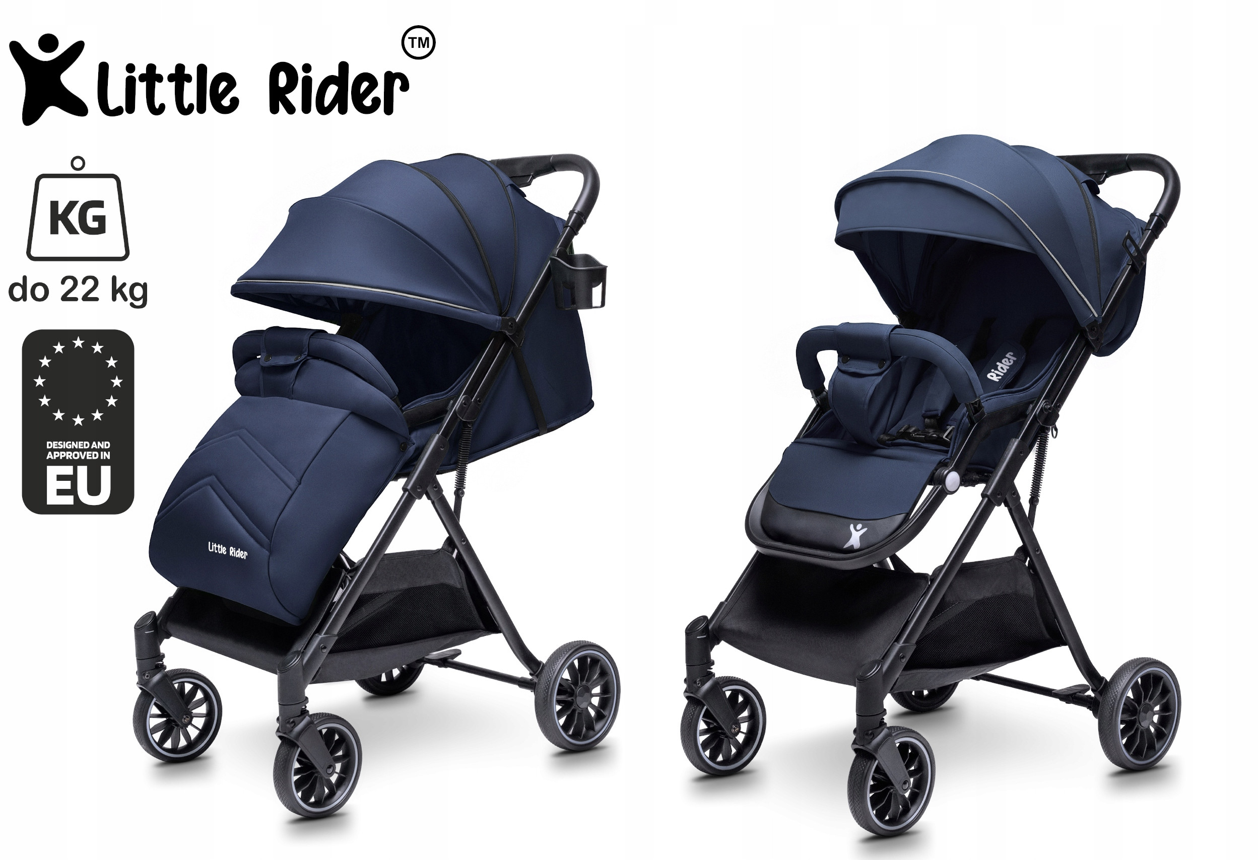 Wózek dziecięcy spacerówka Little Rider Zefir granatowy – komfortowe spacery z maluszkiem