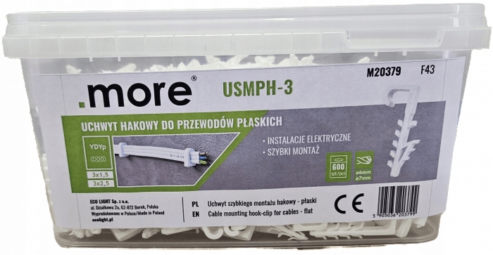 Wiaderko uchwytów hakowych USMPH-3 (600 szt) – Szybki i efektywny montaż