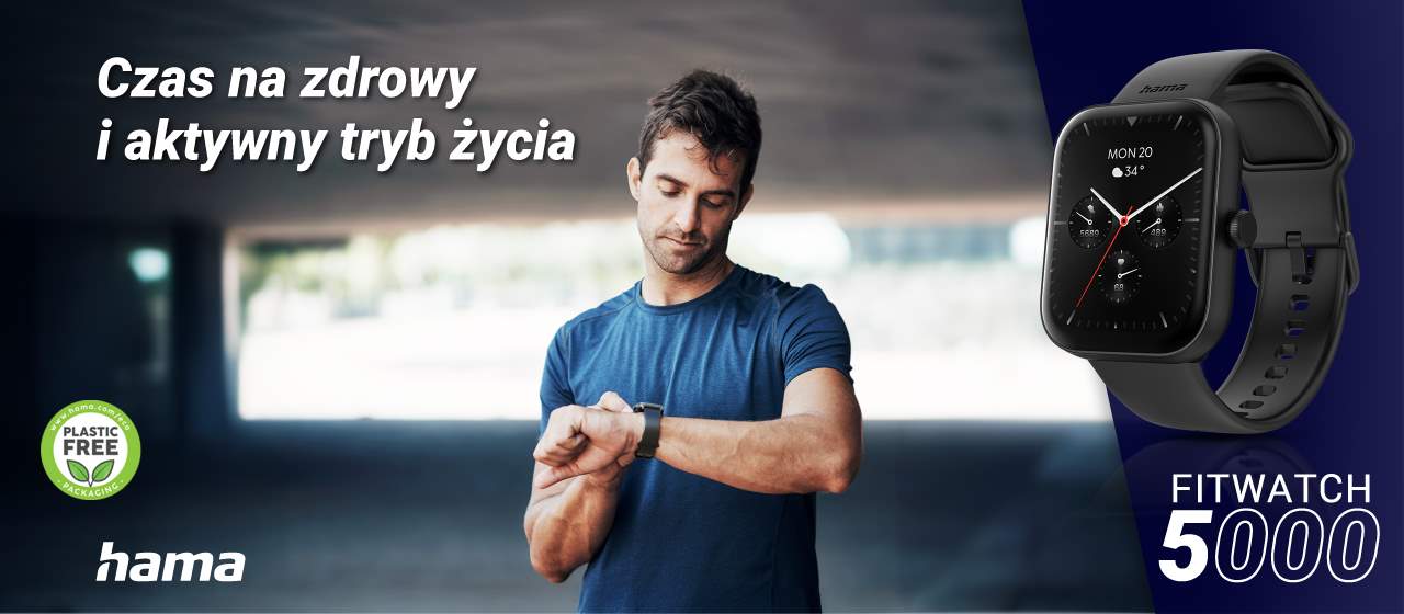 Smartwatch Hama Fit Watch 5000 z dużym wyświetlaczem TFT i funkcjami zdrowotnymi