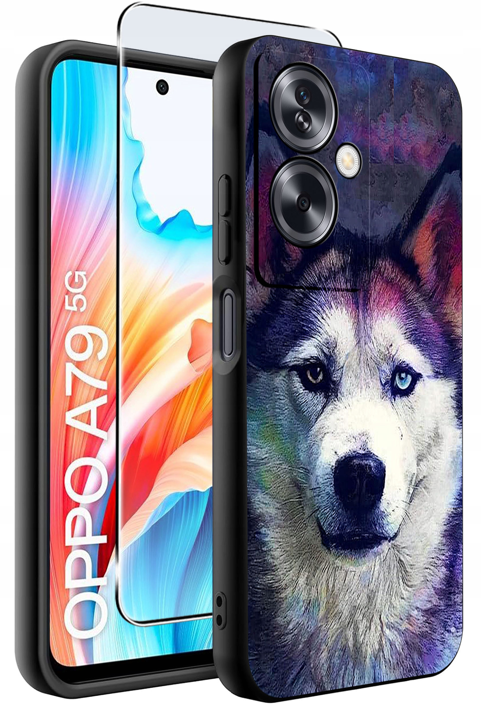 ETUI do Oppo A79 5G WZORY | SILIKONOWE MATT CASE + SZKŁO HARTOWANE 9H