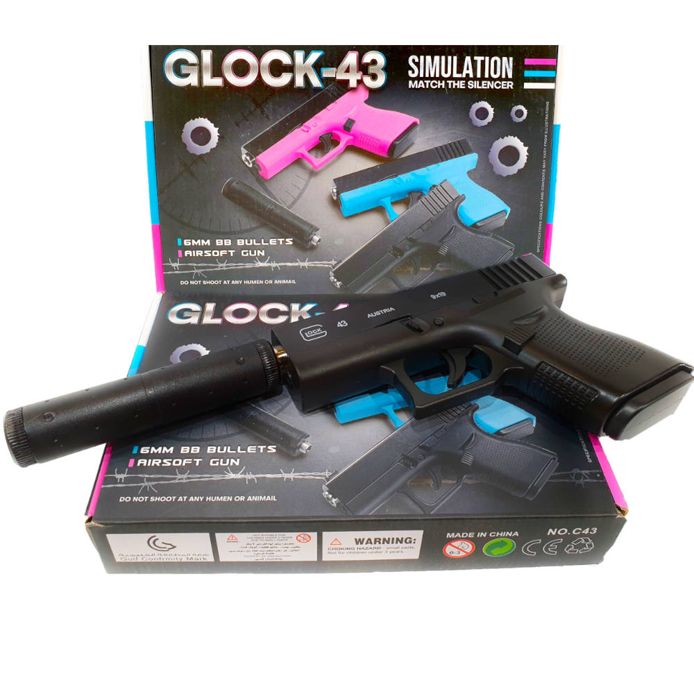 GLOCK 43 Pistolet Metalowy Na Kulki 6mm z Tłumnikiem TOMDORIX