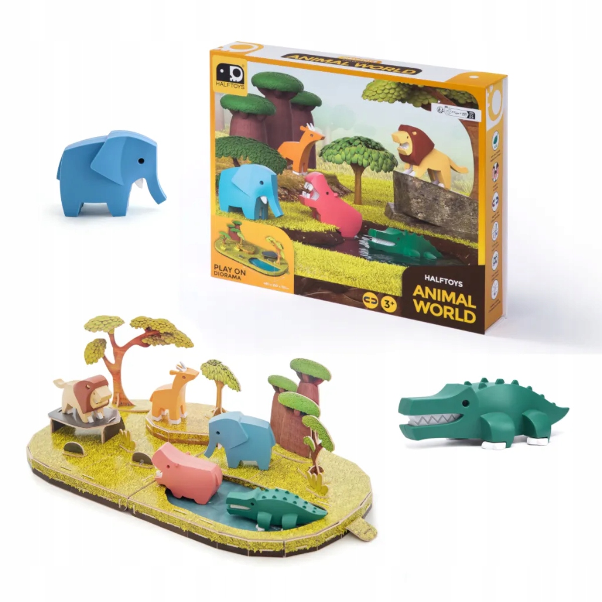 Magnetyczne zwierzaki Half Toys safari puzzle 3D – kreatywna zabawa dla dzieci od 3 lat