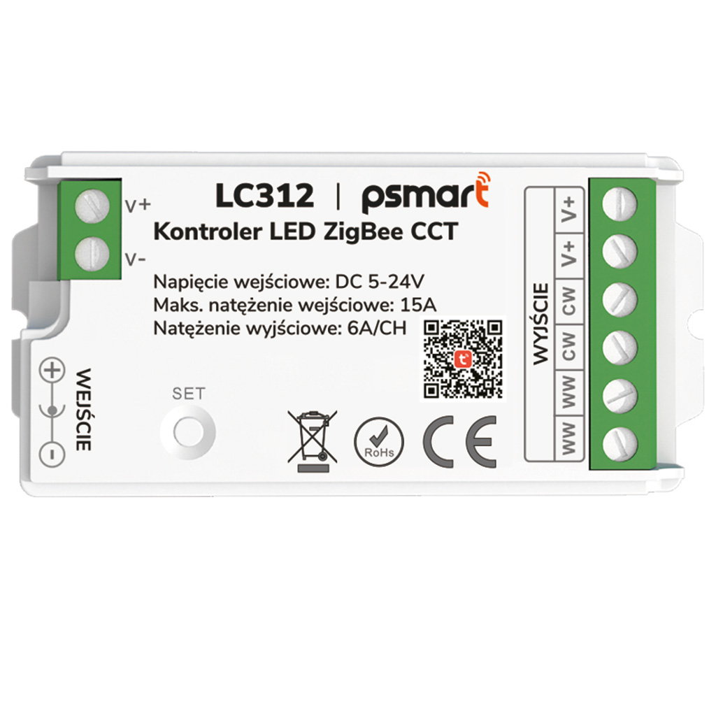 PSMART Mini Kontroler LED CCT 5-24V 15A Seria PX ZigBee TUYA – Inteligentne oświetlenie w Twoim domu