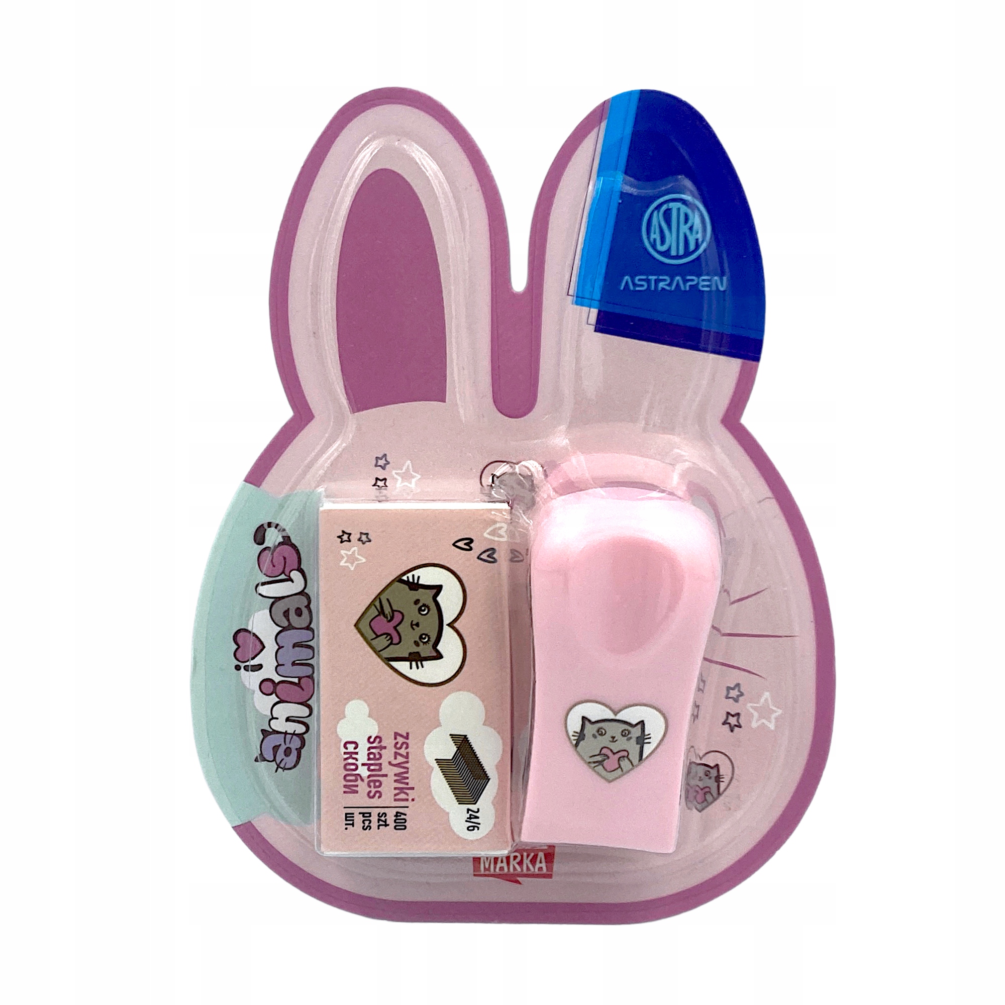 Mini zszywacz Króliczek + zszywki ASTRA – Idealny do biura i szkoły