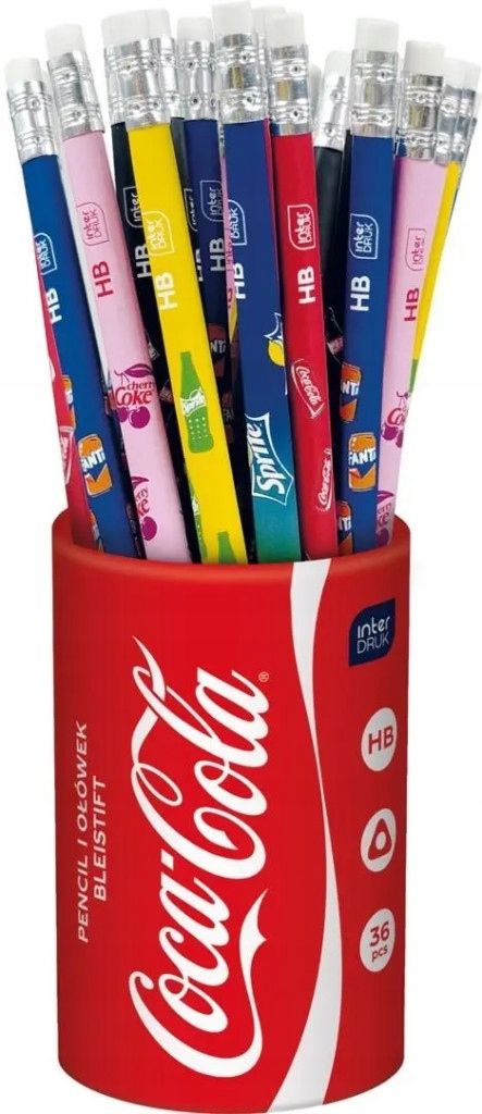 Ołówek z gumką Coca-Cola mix (36szt) – Idealny wybór do biura