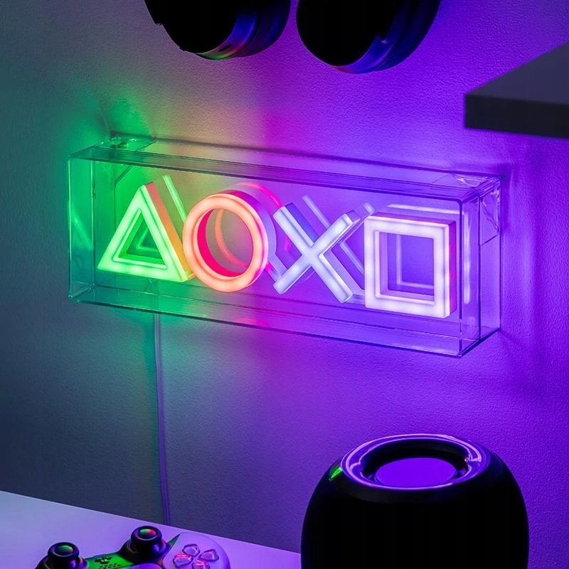 PALADONE Lampka neonowa PlayStation – Oświetl swój pokój w stylu gamingowym