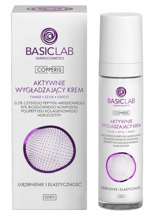 BASICLAB_Copperis aktywnie wygładzający krem na dzień do twarzy 0,3% czystego peptydu miedziowego – Twoja codzienna pielęgnacja
