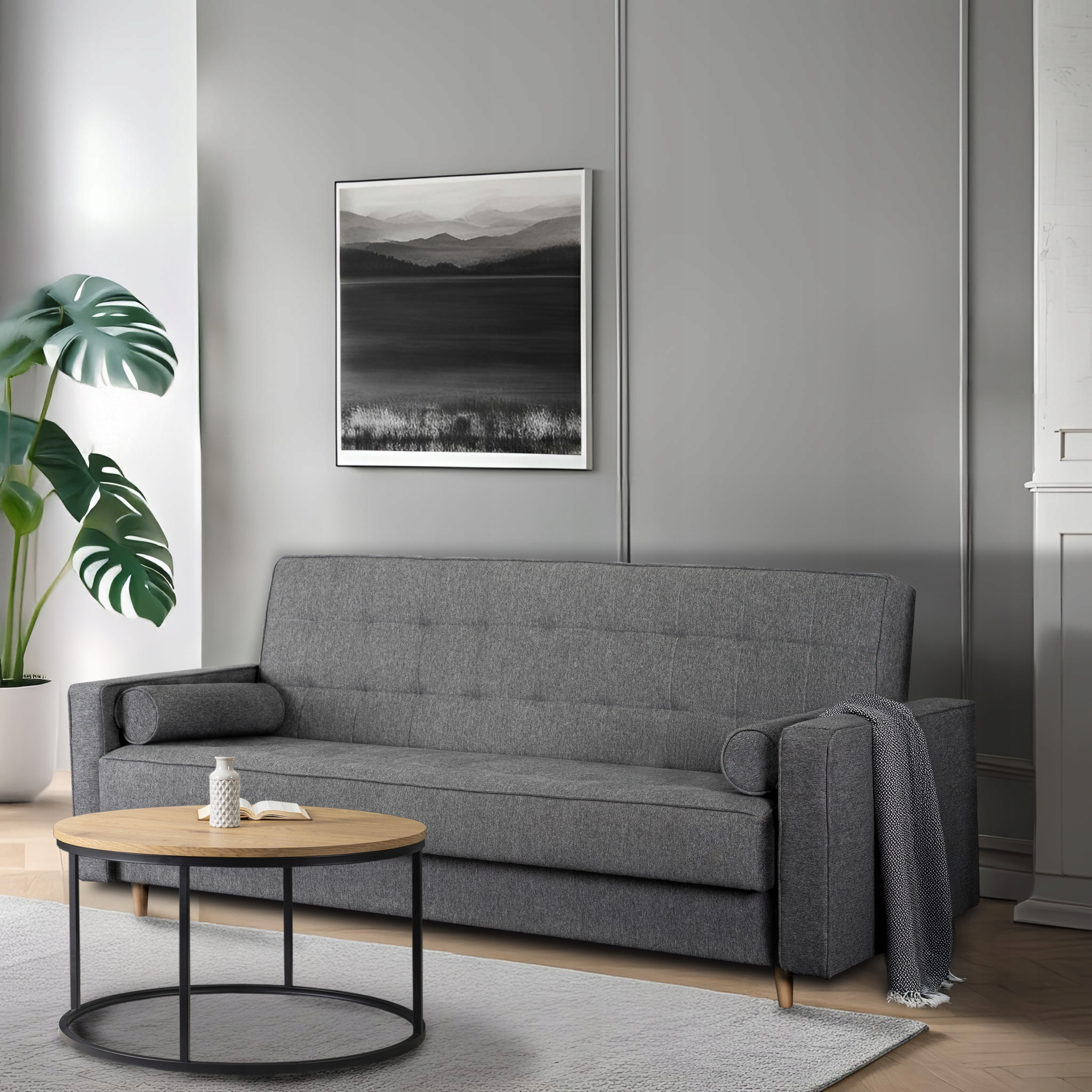 Wersalka Sofa Kanapa Rozkładana z Funkcją Spania Dwuosobowa Szara MALTA – Komfort i styl w Twoim domu
