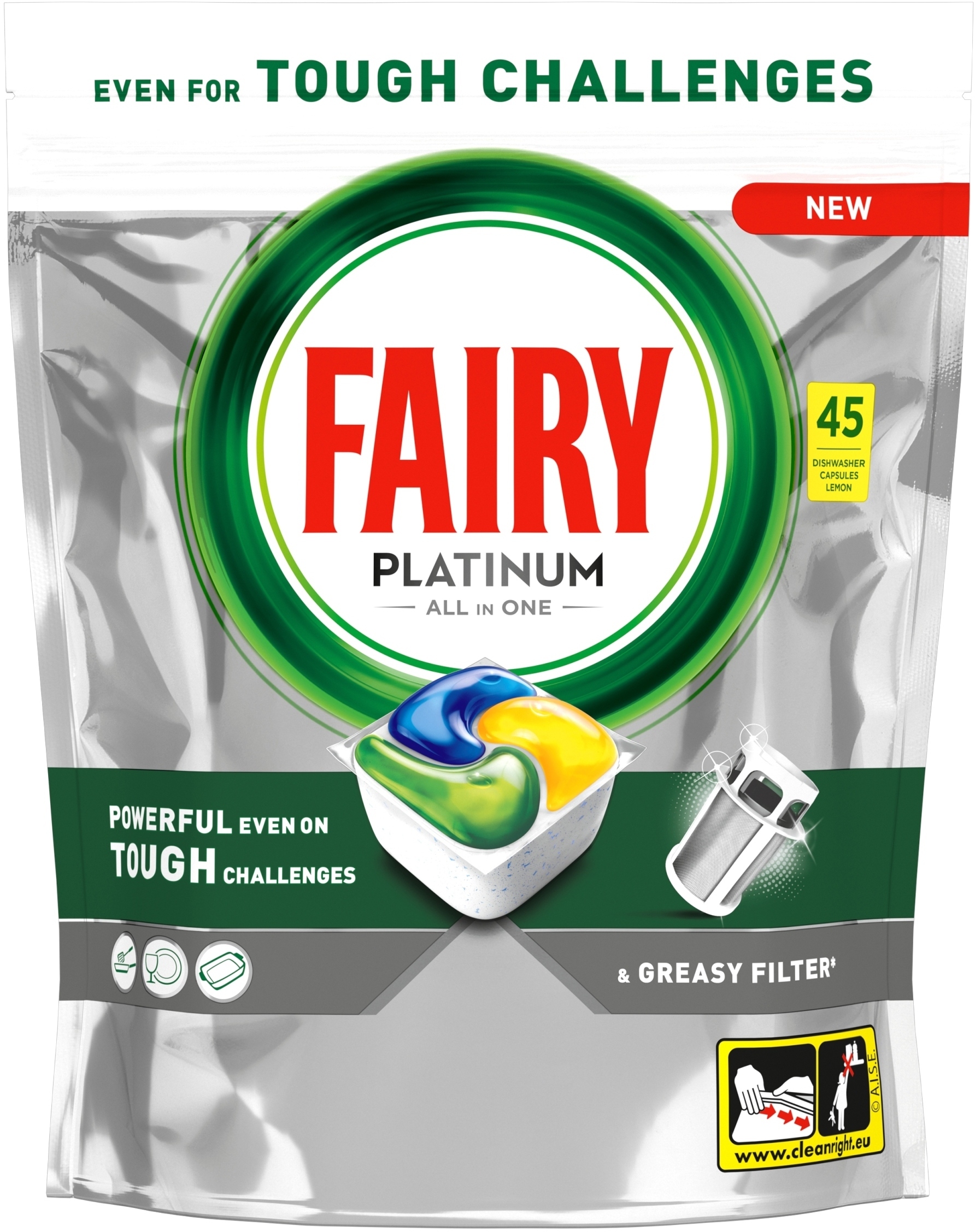 Kapsułki do zmywarki FAIRY Platinum All in One Lemon - 45 szt.