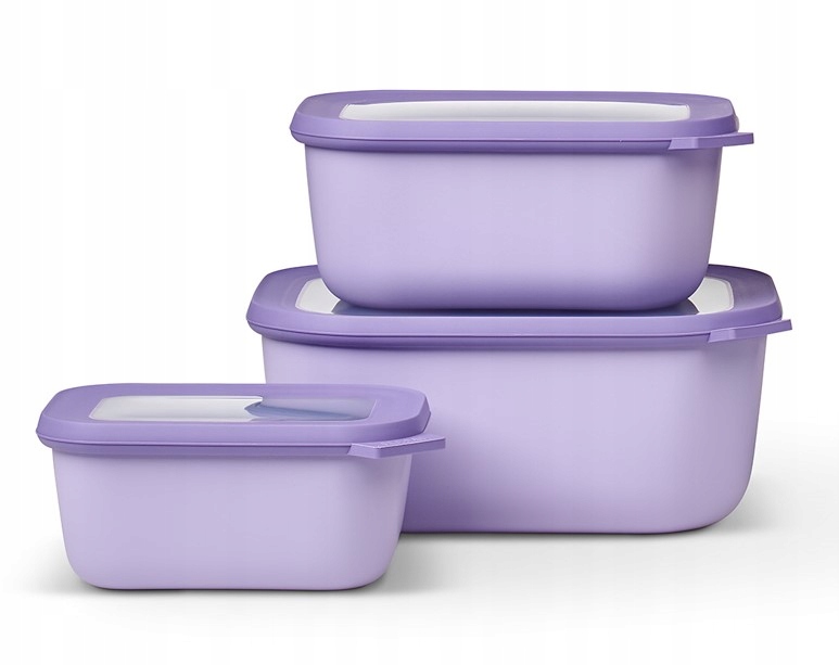 Zestaw 3 misek CIRQULA prostokątna 750 1500 3000 Nordic Lilac – Idealne do każdej kuchni
