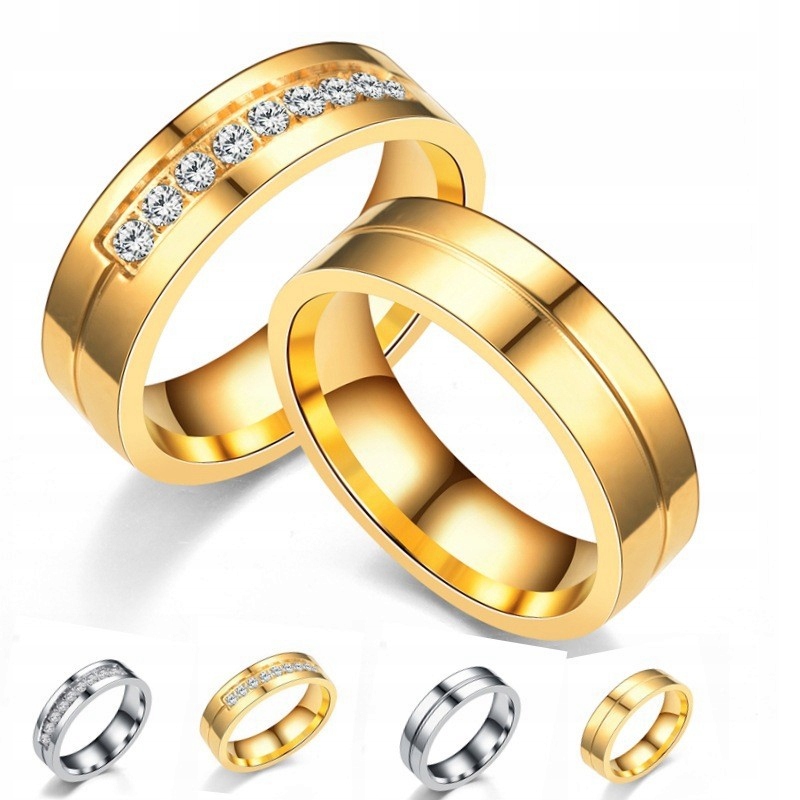 Złoty Pierścionek Obrączka Ślubna Stal 316L – Elegancja na każdą okazję