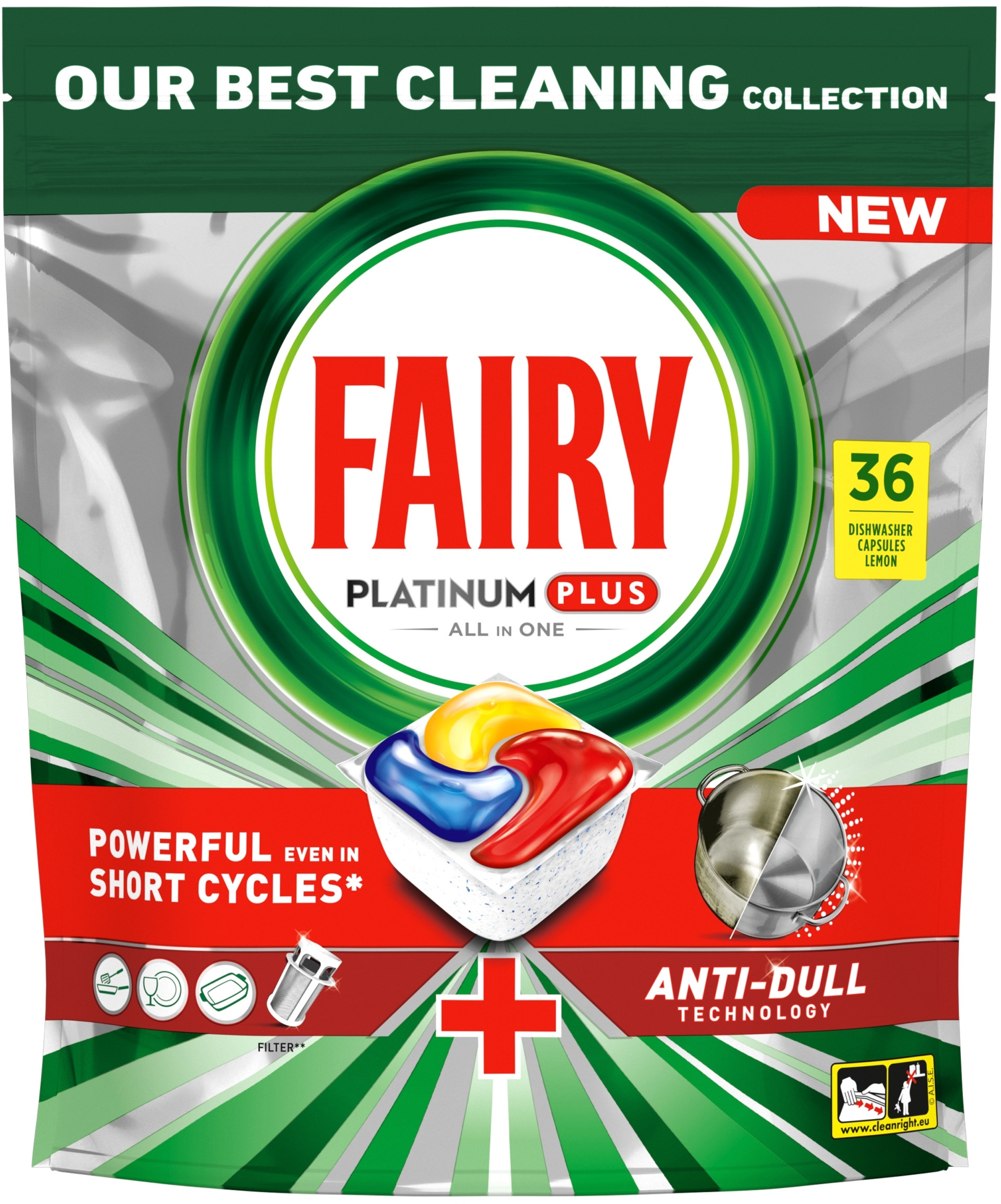 Kapsułki do zmywarki Fairy Platinum Plus All in One Cytryna – 36 szt.