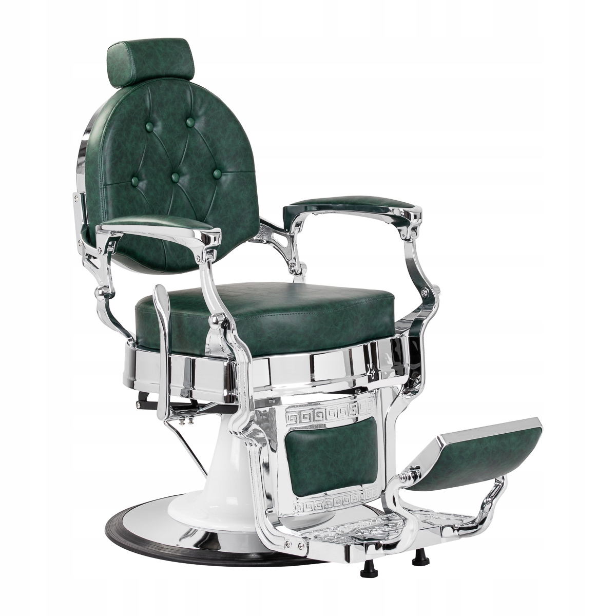 Gabbiano fotel barberski President Zielony z chromowaną ramą – Luksus i komfort w Twoim salonie