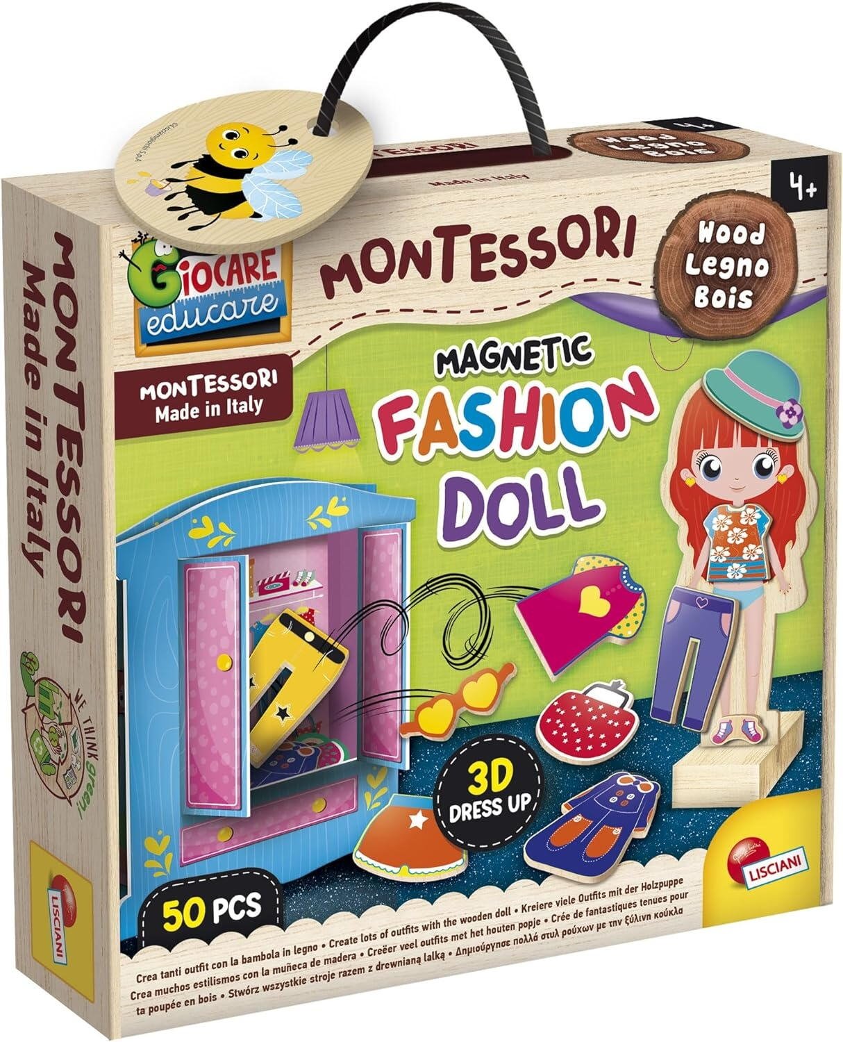 LISCIANI MONTESSORI BABY WOOD MAGNETYCZNA LALKA – Kreatywna zabawa dla najmłodszych