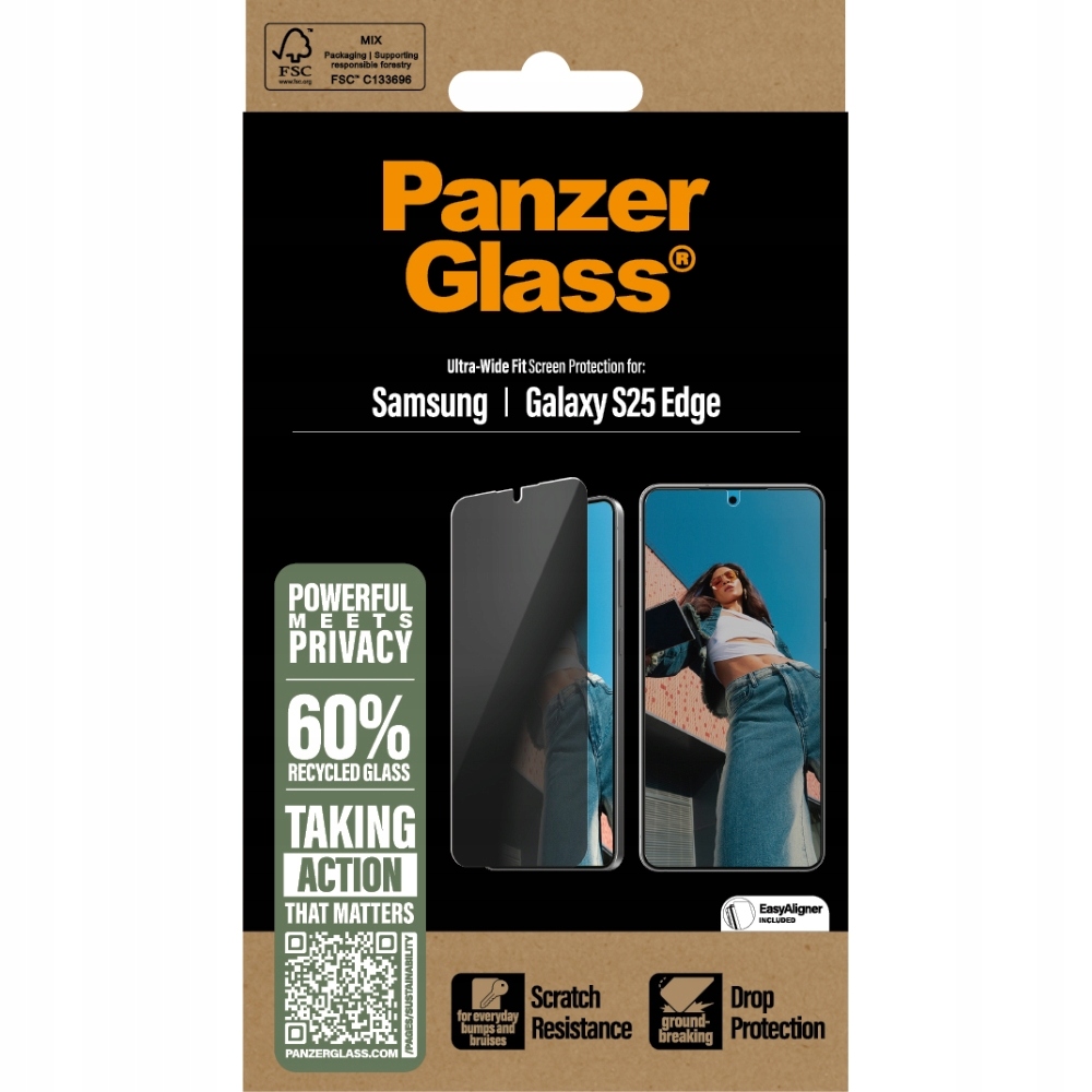 Szkło prywatyzujące PanzerGlass Ultra-Wide Fit do Samsung Galaxy S25 Edge – Doskonała ochrona ekranu
