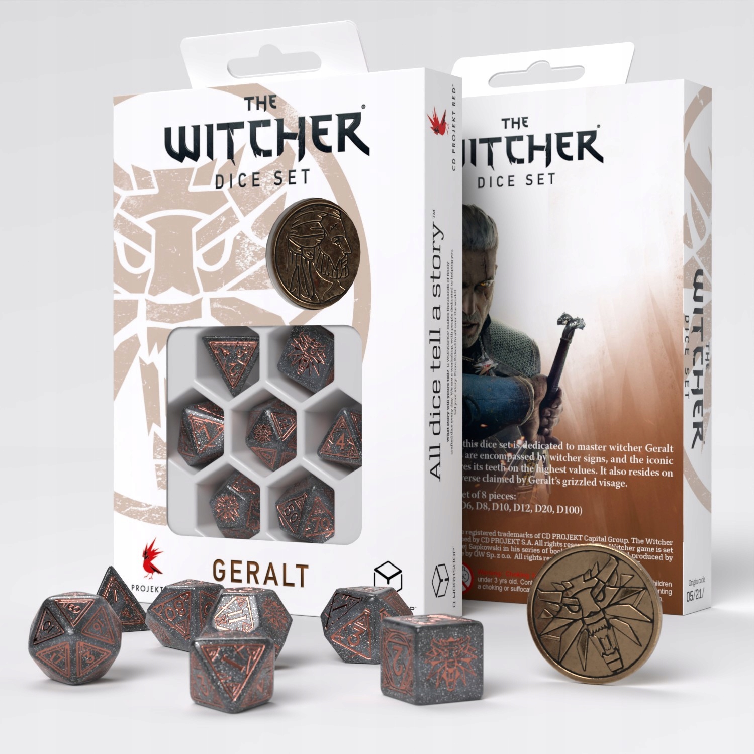 Komplet kości Wiedźmin: Geralt - Cena Neutralności – Odkryj magię RPG