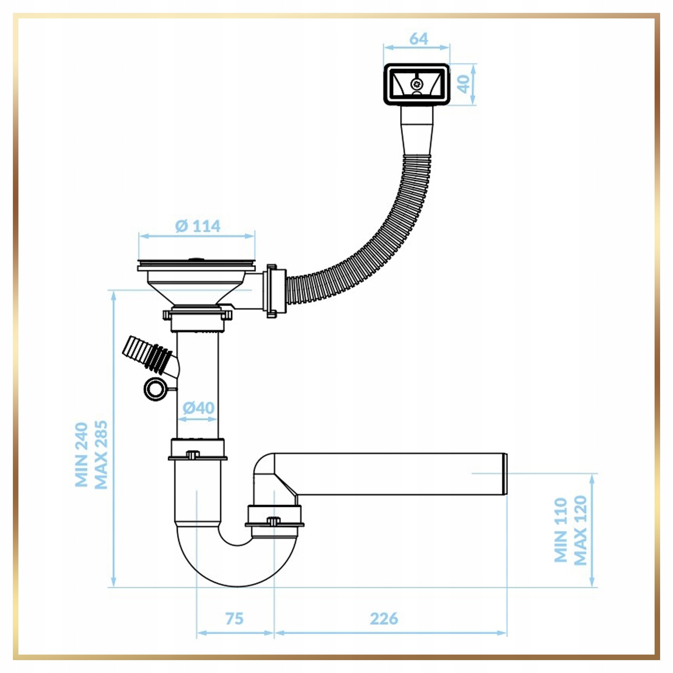 Wysoka bateria kuchenna z elastycznym wężem
