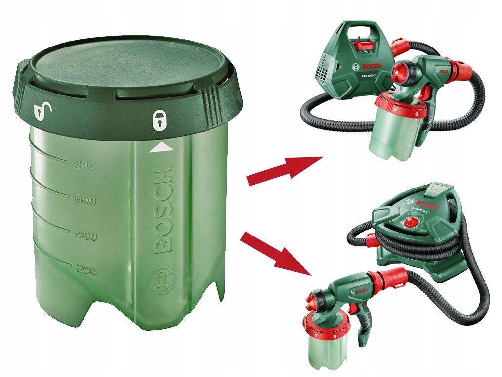 Pojemnik na farbę Bosch 1000 ml – Idealne akcesorium do pistoletów natryskowych PFS 3000 i PFS 5000 E