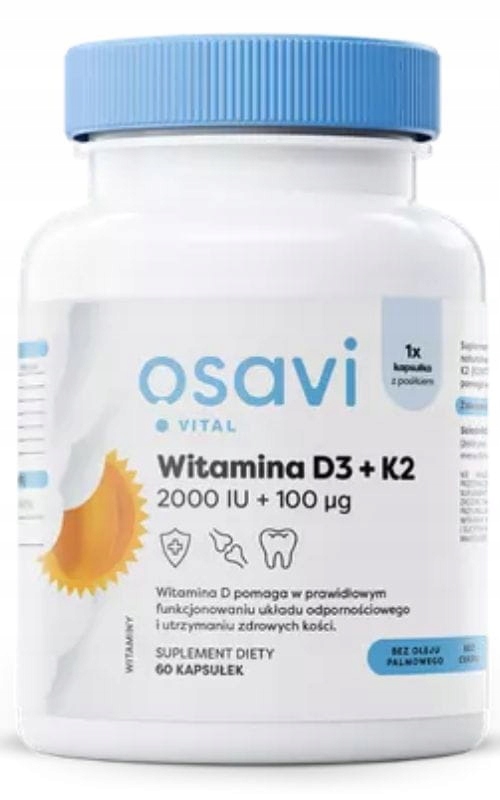Witamina D3 + K2 2000 IU 60 kapsułek – Klucz do zdrowych kości i odporności