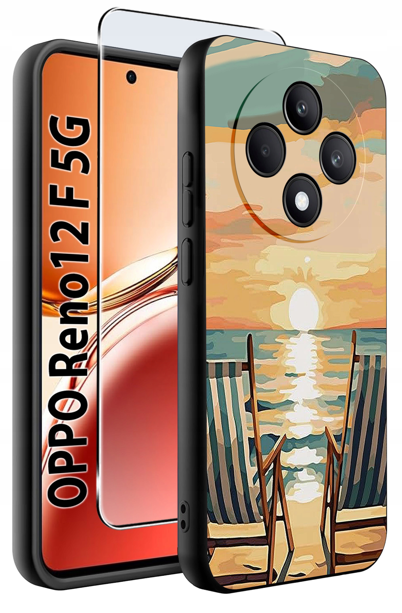 Etui do Oppo Reno 12 F 5G | 12 FS 5G WZORY | Silikonowe Matt Case + Szkło Hartowane 9H