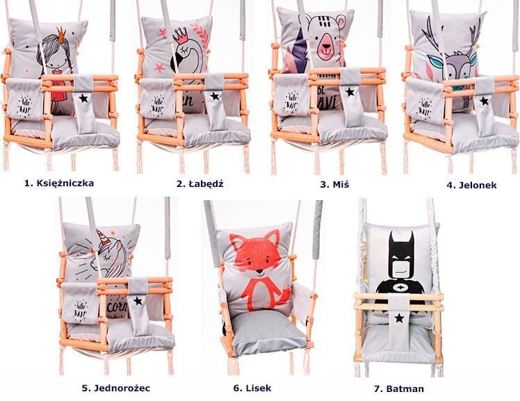 Huśtawka dziecięca z drewna sosnowego Alwa