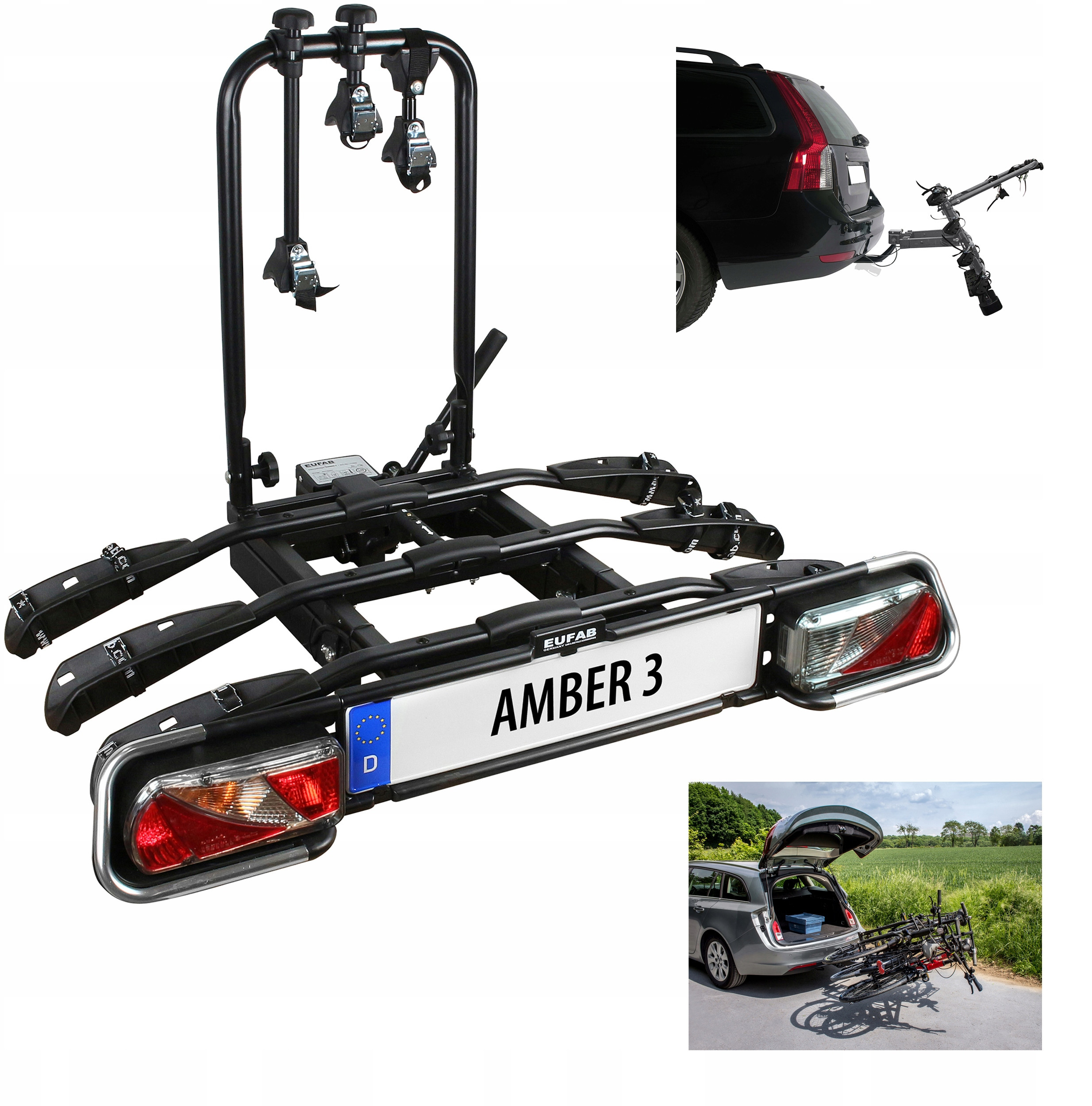 Bagażnik na rowery Eufab Amber III – Idealny do transportu 3 rowerów