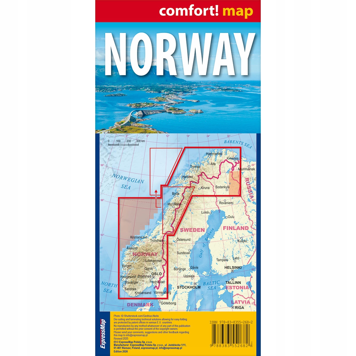 Mapa Comfort! Norwegia 1:11000 000 – Odkryj piękno Norwegii