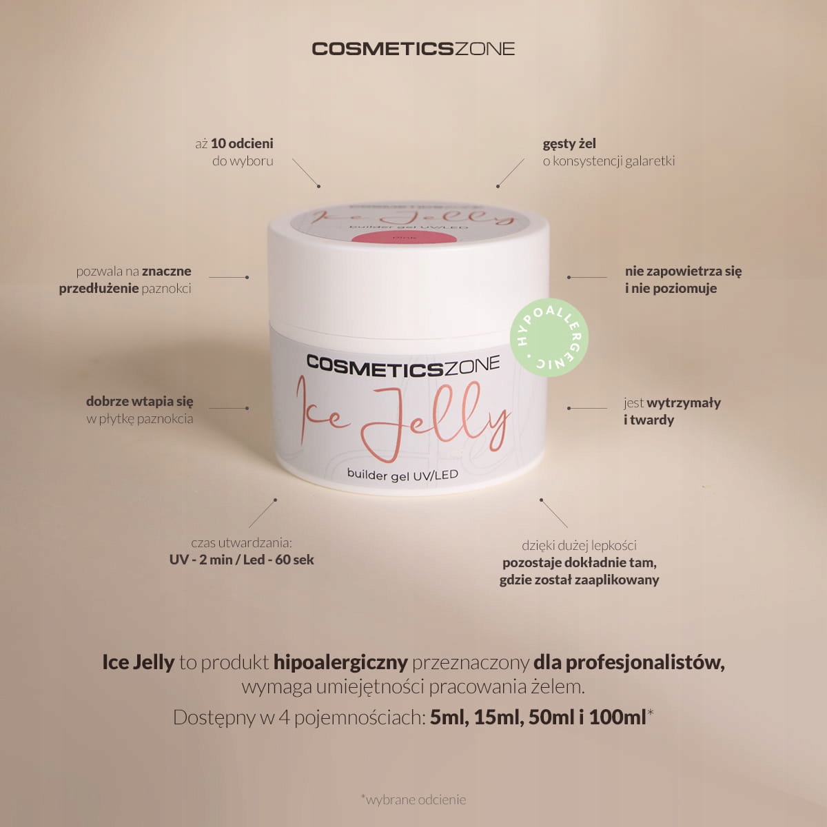 Cosmetics Zone Żel UV LED ICE JELLY Cover 9 - 5ml Marka Cosmetics Zone