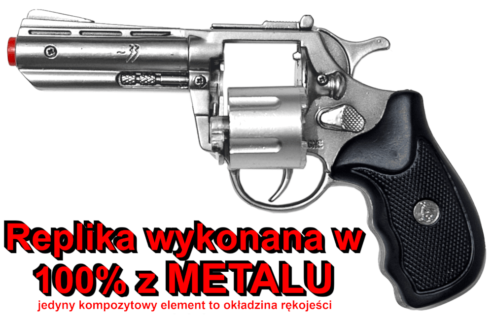 GONHER Metalowy REWOLWER Policyjny Pistolet Na Kapiszony Hukowy 8-Strzałowy TOMDORIX