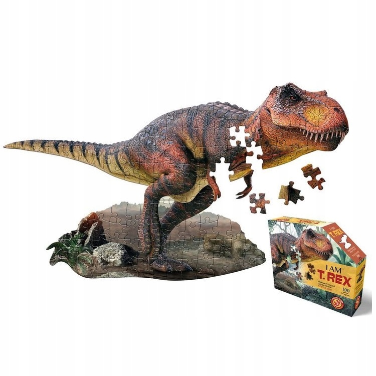 Puzzle konturowe I AM T-REX - 100 elementów dla małych odkrywców